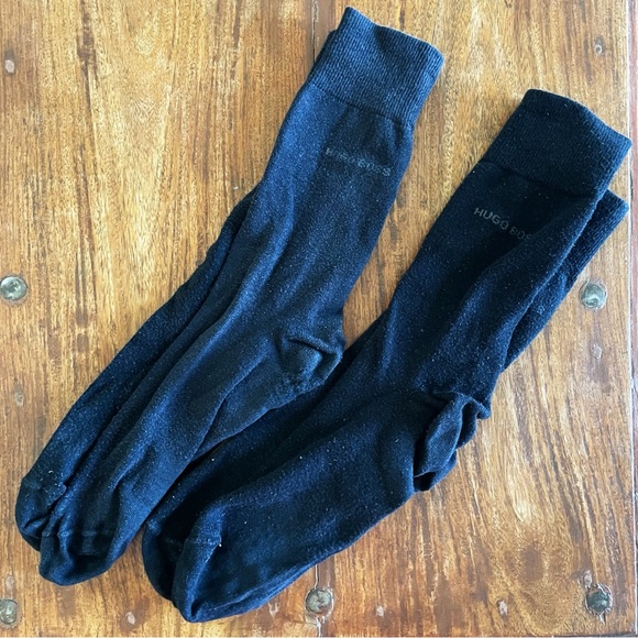 Hugo Boss Men's Classic Black Dress Socks Cotton Size L - Picture 1 of 8